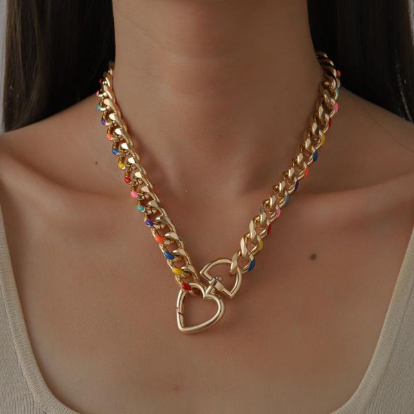 chains european and american fashion love lock pendant rainbow drip oil chain personality creative design ladies necklace, Silver
chains european and american fashion love lock pendant rainbow drip oil chain personality creative design ladies necklace, Silver