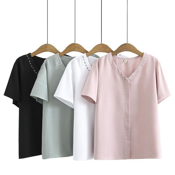 plus size t-shirt women's clothing blouses&shirts summer 2021 show thin loose v neck placket embroidered chiffon, Black
plus size t-shirt women's clothing blouses&shirts summer 2021 show thin loose v neck placket embroidered chiffon, Black
