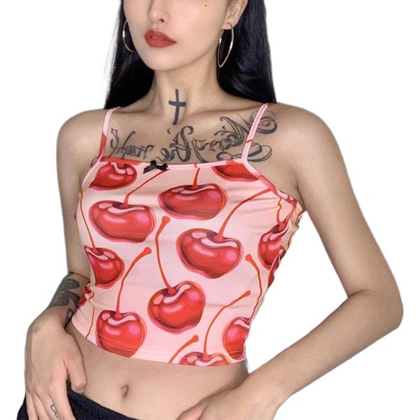 women's tanks & camis women camisole vest fashion backless cherry print sleeveless crop top, White
women's tanks & camis women camisole vest fashion backless cherry print sleeveless crop top, White