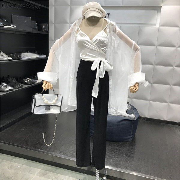 women's blouses & shirts whitney wang woman 2021 fashion streetwear 2 pieces camis see through blouse women blusas shirt, White
women's blouses & shirts whitney wang woman 2021 fashion streetwear 2 pieces camis see through blouse women blusas shirt, White