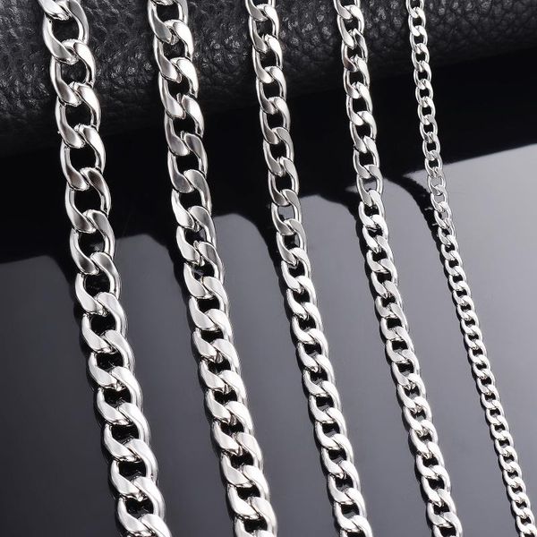 pendant necklaces 1 piece width 3mm/4.5mm/5mm/6mm/7mm/7.5mm curb cuban link chain nelace for men women basic punk stainl steel chokers, Silver
pendant necklaces 1 piece width 3mm/4.5mm/5mm/6mm/7mm/7.5mm curb cuban link chain nelace for men women basic punk stainl steel chokers, Silver
