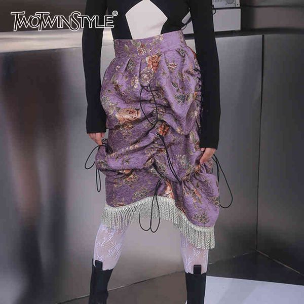 twotwinstyle vintage printed irregular skirt for women high waist patchwork tassel drawstring skirts female autumn 210517, Black
twotwinstyle vintage printed irregular skirt for women high waist patchwork tassel drawstring skirts female autumn 210517, Black