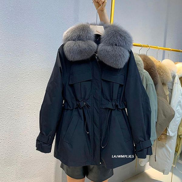 women's fur & faux 2021 thick midi length coat women real collar warm white duck dwon inner winter clothes casaco feminino, Black
women's fur & faux 2021 thick midi length coat women real collar warm white duck dwon inner winter clothes casaco feminino, Black