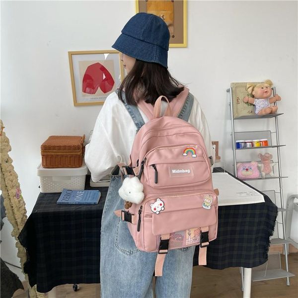 school bags cute badge pin women backpack harajuku fashion female bag large capacity light travel knapsack
school bags cute badge pin women backpack harajuku fashion female bag large capacity light travel knapsack