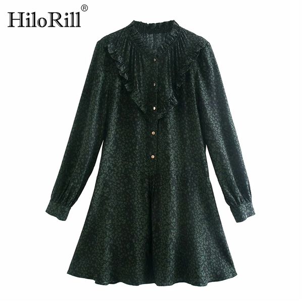 women fashion print dress autumn spring ruffles loose casual mini long sleeve a line sundress 210508, Black;gray
women fashion print dress autumn spring ruffles loose casual mini long sleeve a line sundress 210508, Black;gray