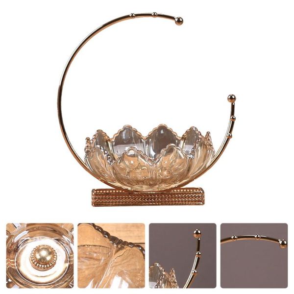 dishes & plates 1pc iron glass tray snack dried fruit container home light brown