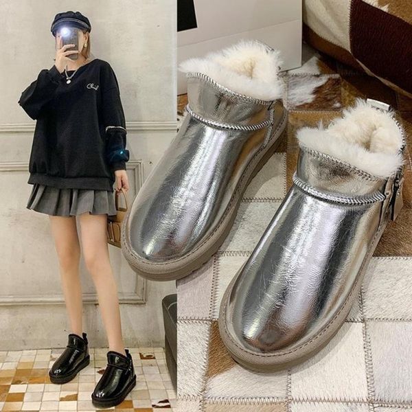 warm snow boots women bright leather waterproof short-tube cotton shoes fashion zipper gun gray winter, Black
warm snow boots women bright leather waterproof short-tube cotton shoes fashion zipper gun gray winter, Black