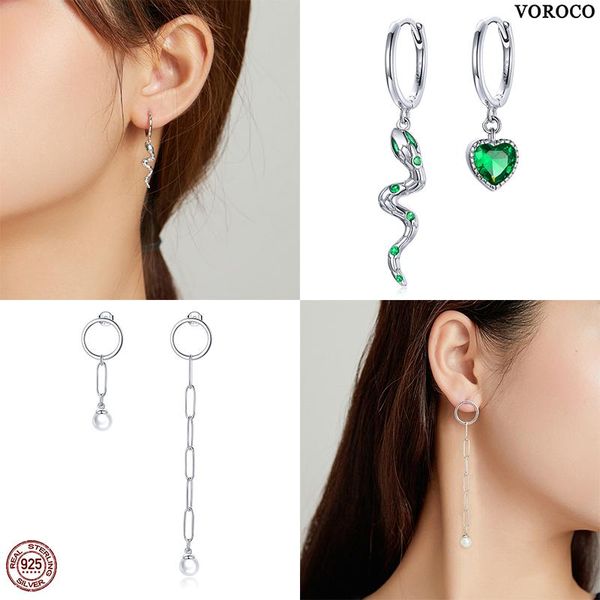 hoop & huggie voroco 925 sterling silver green zircon snakes love white beads asymmetrical chain earrings women party gift jewelry bke1006, Golden;silver
hoop & huggie voroco 925 sterling silver green zircon snakes love white beads asymmetrical chain earrings women party gift jewelry bke1006, Golden;silver