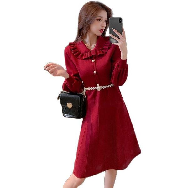 casual dresses temperament and elegant dress 2021 autumn sweet waist thin lotus leaf collar knitted fashionable women's clothing, Black;gray
casual dresses temperament and elegant dress 2021 autumn sweet waist thin lotus leaf collar knitted fashionable women's clothing, Black;gray