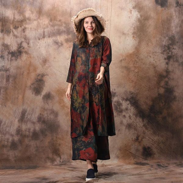 women's blouses & shirts johnature women chinese style silk floral 2021 spring loose button vintage clothing two-piece set shirt, White
women's blouses & shirts johnature women chinese style silk floral 2021 spring loose button vintage clothing two-piece set shirt, White