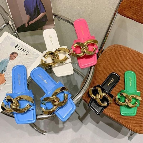 slippers 2021 summer fashion women metal chain flats slides female green sandals lady luxury design beach leisure outdoor shoess, Black
slippers 2021 summer fashion women metal chain flats slides female green sandals lady luxury design beach leisure outdoor shoess, Black