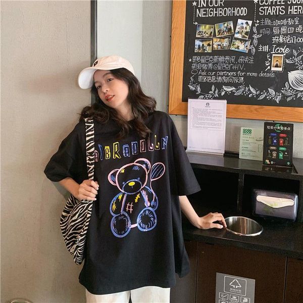 women's t-shirt vintage bear short-sleeved female 2021 loose korean version of harajuku ins style bf half-sleeved top, White
women's t-shirt vintage bear short-sleeved female 2021 loose korean version of harajuku ins style bf half-sleeved top, White
