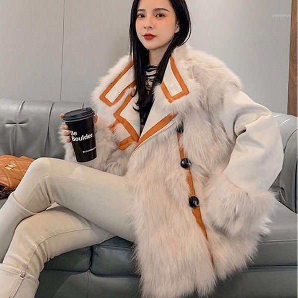 women's fur & faux 2021 winter women fashion imitation coats female mid-long warm jacket ladies loose single breasted outwear m656, Black
women's fur & faux 2021 winter women fashion imitation coats female mid-long warm jacket ladies loose single breasted outwear m656, Black