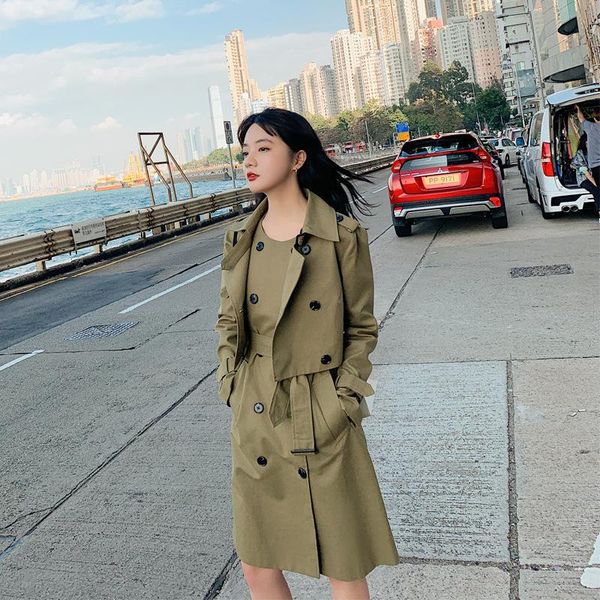 women's trench coats 2021 autumn windbreaker jacket mid-length british style vest dress suit female two-piece, Tan;black
women's trench coats 2021 autumn windbreaker jacket mid-length british style vest dress suit female two-piece, Tan;black