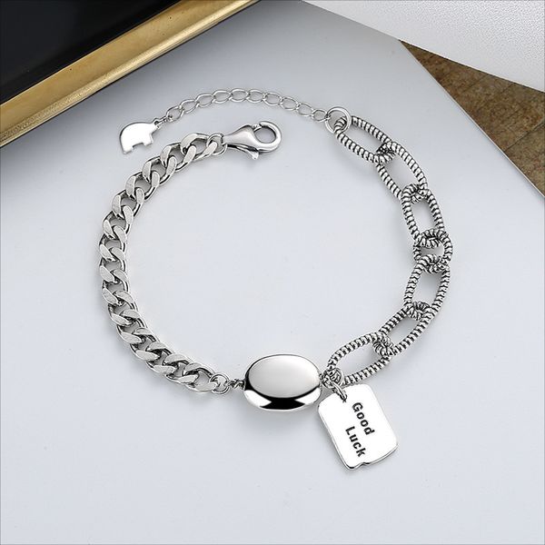 chaosheng s925 sterling silver good luck tag splicing bracelet temperament versatile fashion hand ornament women, Golden;silver
chaosheng s925 sterling silver good luck tag splicing bracelet temperament versatile fashion hand ornament women, Golden;silver