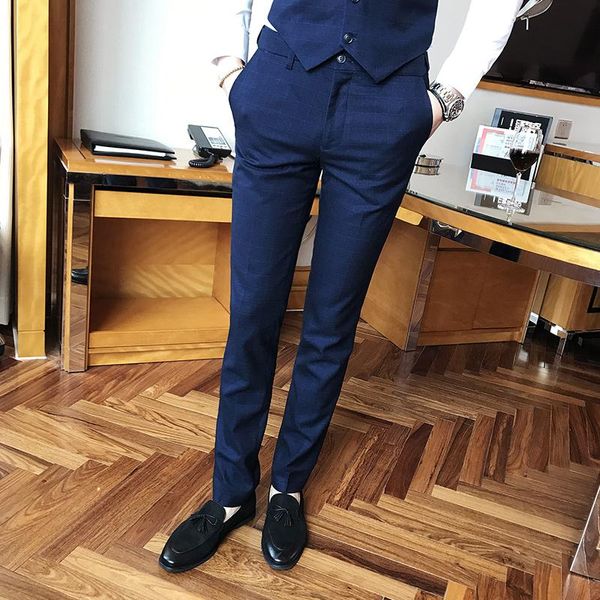 men's suits & blazers autumn plaid suit trousers mens business casual pants noble men pant blue and black, White;black
men's suits & blazers autumn plaid suit trousers mens business casual pants noble men pant blue and black, White;black