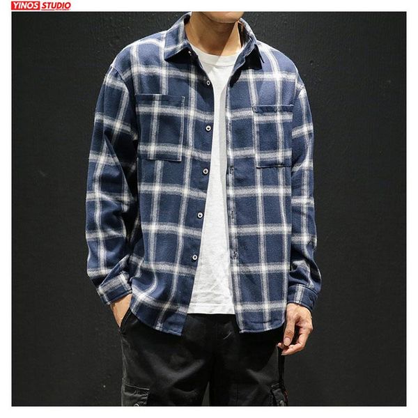 men's casual shirts drop 2021 cotton male plaid long sleeve streetwear japanese fashion autumn striped causal coat, White;black
men's casual shirts drop 2021 cotton male plaid long sleeve streetwear japanese fashion autumn striped causal coat, White;black