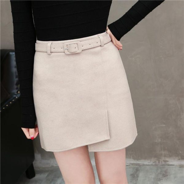 skirts women autumn and winter fashion versatile irregular high waist woolen solid mini skirt with belt, Black
skirts women autumn and winter fashion versatile irregular high waist woolen solid mini skirt with belt, Black