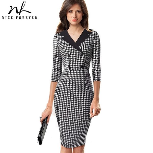 nice-forever vintage houndstooth patchwork office work vestidos with button business party women bodycon dress b570 210419, White
nice-forever vintage houndstooth patchwork office work vestidos with button business party women bodycon dress b570 210419, White