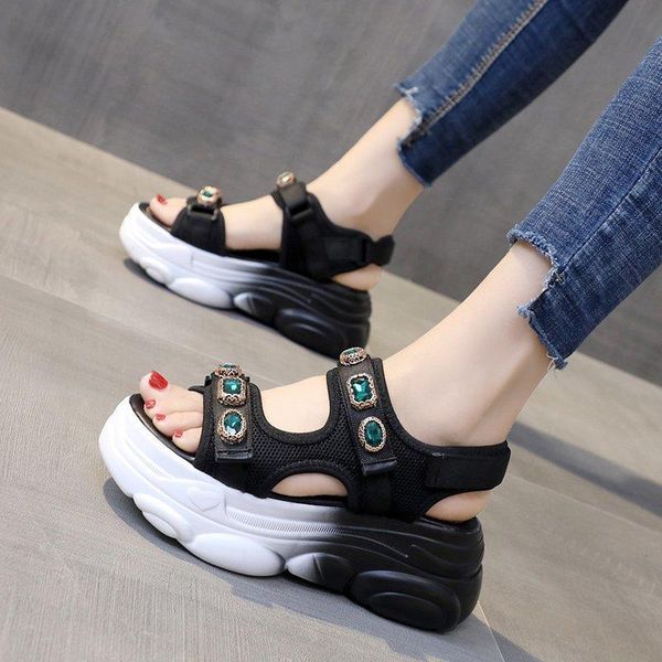 contrast color bottom dad sandals female 2021 summer fashion wild thick sponge cake sports rhinestone z884, Black
contrast color bottom dad sandals female 2021 summer fashion wild thick sponge cake sports rhinestone z884, Black