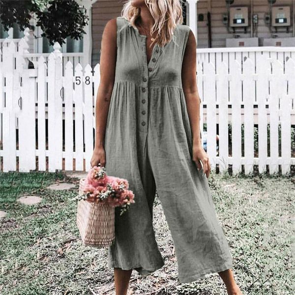 womens jumpsuits rompers jumpsuit 2021 casual v neck sleeveless button playsuit plus size wide leg pants summer overalls gray gree, Black;white
womens jumpsuits rompers jumpsuit 2021 casual v neck sleeveless button playsuit plus size wide leg pants summer overalls gray gree, Black;white