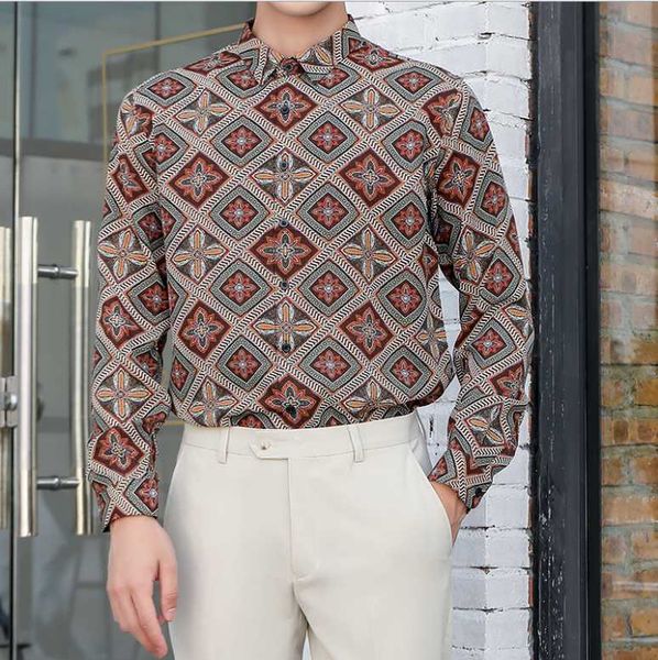 men's casual shirts long-sleeved autumn and winter retro korean ethnic style slim advanced geometric graphics couple clothes trend, White;black
men's casual shirts long-sleeved autumn and winter retro korean ethnic style slim advanced geometric graphics couple clothes trend, White;black