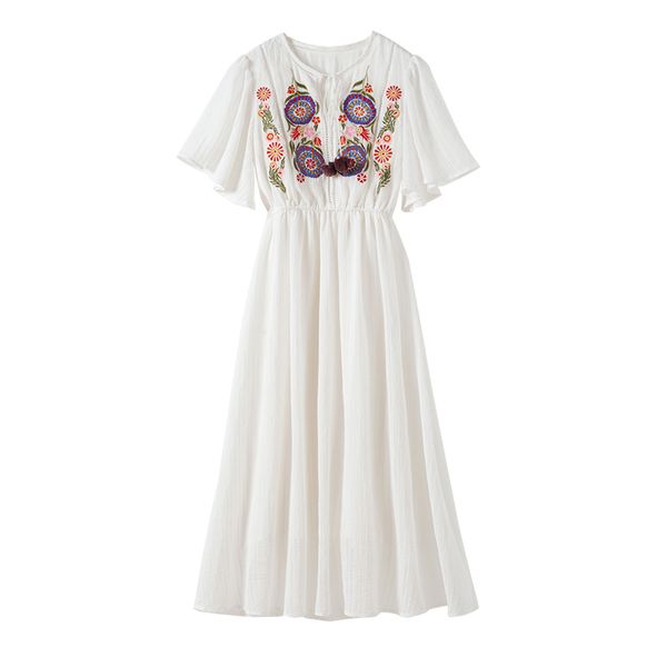 white o-neck bow floral embroidery indie folk dress flare short sleeve empire beach summer holiday midi d2439 210514, Black;gray
white o-neck bow floral embroidery indie folk dress flare short sleeve empire beach summer holiday midi d2439 210514, Black;gray