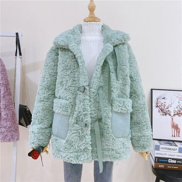 women's fur & faux winter lambswool coat women korean thick warm loose with spliced pocket jacket female fashion luxurious outerwear g1, Black
women's fur & faux winter lambswool coat women korean thick warm loose with spliced pocket jacket female fashion luxurious outerwear g1, Black
