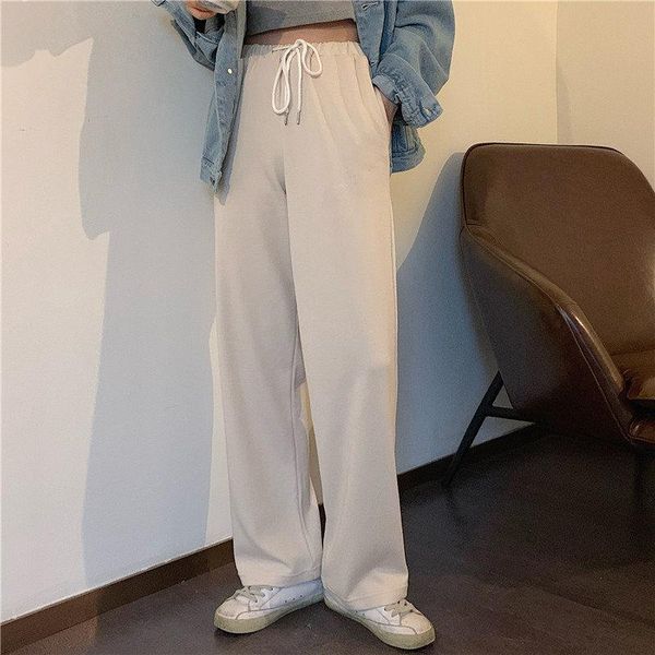 women's pants & capris large size women casual sports 2021 streetwear elastic waist high solid straight chic loose trousers, Black;white
women's pants & capris large size women casual sports 2021 streetwear elastic waist high solid straight chic loose trousers, Black;white