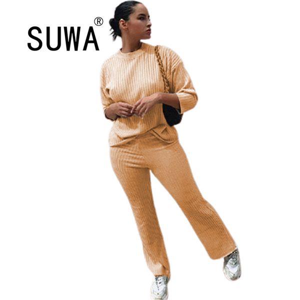 khaki knit long sleeve pullover + high waisted trousers straight pants fashion 2 pieces outfits office lady matching sets 210525, White
khaki knit long sleeve pullover + high waisted trousers straight pants fashion 2 pieces outfits office lady matching sets 210525, White