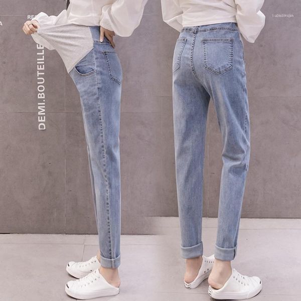 pregnant women's jeans spring and autumn loose belly lift pants straight leg outer wear casual tide mom leg1, White
pregnant women's jeans spring and autumn loose belly lift pants straight leg outer wear casual tide mom leg1, White