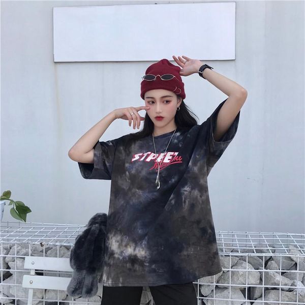 women's t-shirt tie-dye short-sleeved women summer 2021 oversize loose aesthetic harajuku style artistic emo hip-hop top, White
women's t-shirt tie-dye short-sleeved women summer 2021 oversize loose aesthetic harajuku style artistic emo hip-hop top, White