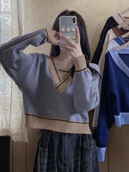 women's sweaters short sweater spring and autumn winter design sense of minority 2021 chic backing inner top, White;black
women's sweaters short sweater spring and autumn winter design sense of minority 2021 chic backing inner top, White;black