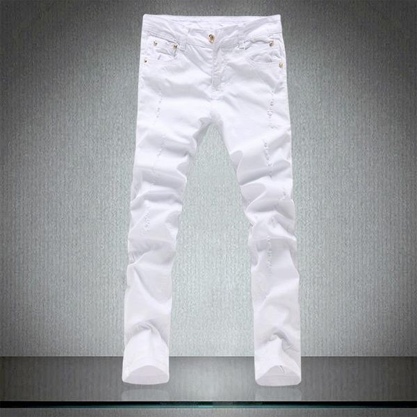 men's jeans nice spring tight pure white male , skinny trousers cotton elastic hole slim leisure pants men, Blue
men's jeans nice spring tight pure white male , skinny trousers cotton elastic hole slim leisure pants men, Blue