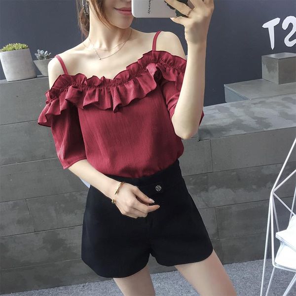 women's blouses & shirts short sleeve blouse women chiffon loose spaghetti strap blusas womens and white wine red yellow 1006
women's blouses & shirts short sleeve blouse women chiffon loose spaghetti strap blusas womens and white wine red yellow 1006