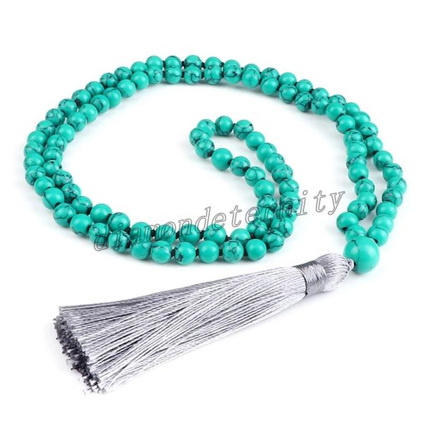 natural stone green turquoises yoga beaded necklace men 108 mala beads elastic knotted tassel long necklaces for women bohemian jewelry, Silver
natural stone green turquoises yoga beaded necklace men 108 mala beads elastic knotted tassel long necklaces for women bohemian jewelry, Silver