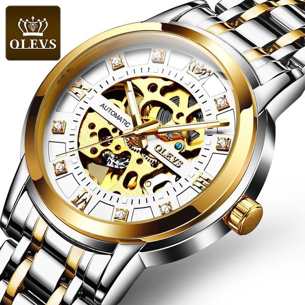 olevs men's watch for original automatic mechanical watches luxury hollow nightlight male clock reloj hombre, Slivery;brown
olevs men's watch for original automatic mechanical watches luxury hollow nightlight male clock reloj hombre, Slivery;brown