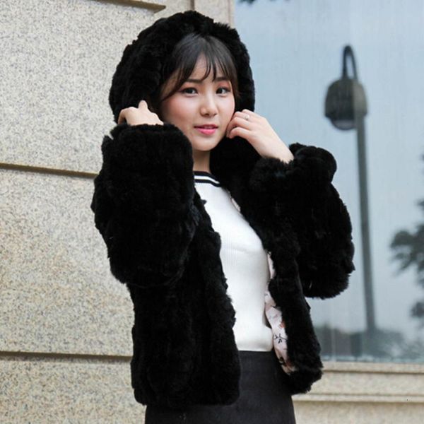 women's leather & faux slim rex fur coat short design real long sleeve outerwear us1r, Black
women's leather & faux slim rex fur coat short design real long sleeve outerwear us1r, Black