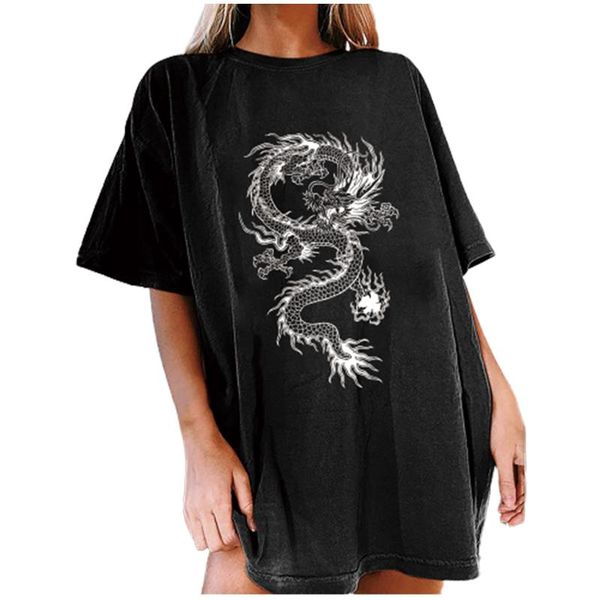 women's t-shirt summer plus size t shirt cute dragon print cotton women tshirts o neck short sleeve tee oversized black lovely girl, White
women's t-shirt summer plus size t shirt cute dragon print cotton women tshirts o neck short sleeve tee oversized black lovely girl, White