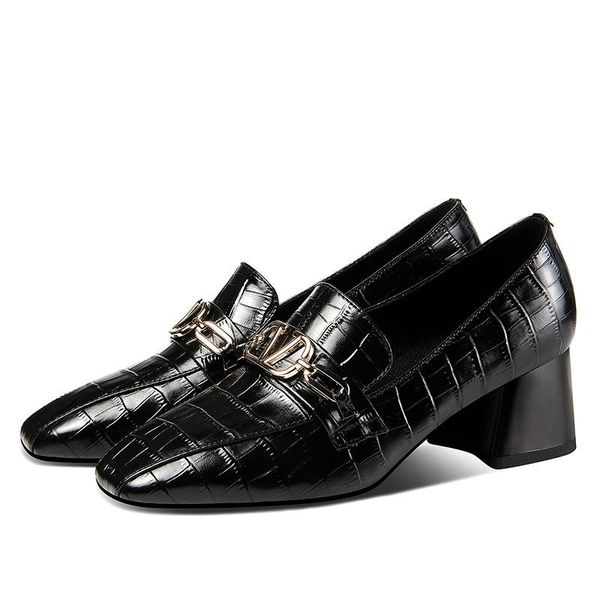 classic women pumps metal buckle loafers fashion ladies shoes comfortable genuine leather slip-on mid heel office dress, Black
classic women pumps metal buckle loafers fashion ladies shoes comfortable genuine leather slip-on mid heel office dress, Black