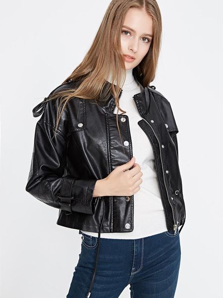 women's leather & faux fmfssom short jacket belt adjustable waist black coat women autumn long sleeve casual moto biker warm outwear
women's leather & faux fmfssom short jacket belt adjustable waist black coat women autumn long sleeve casual moto biker warm outwear