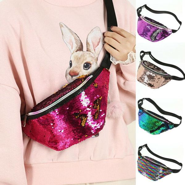 womens reversible sequins glitter waist bum bag fanny pack pouch satchel bags