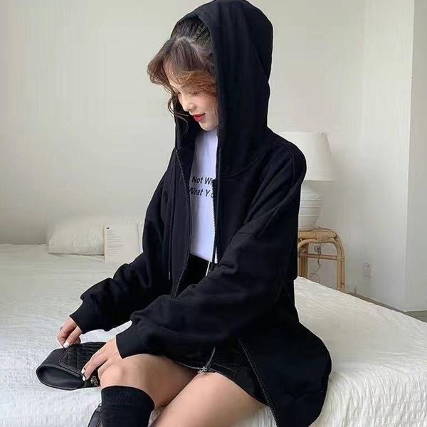 women's hoodies & sweatshirts spring and autumn sweatshirt women zipper zip-up hooded loose student all-match harajuku style solid colo, Black
women's hoodies & sweatshirts spring and autumn sweatshirt women zipper zip-up hooded loose student all-match harajuku style solid colo, Black