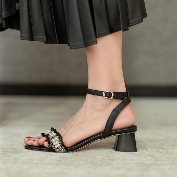 women sandals square med heel summer sandal shoes fashion narrow band female classic, Black
women sandals square med heel summer sandal shoes fashion narrow band female classic, Black