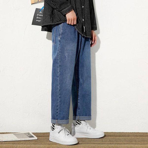 men's jeans washed casual loose wide-leg straight-leg pants simple trend streetwear trousers, Blue
men's jeans washed casual loose wide-leg straight-leg pants simple trend streetwear trousers, Blue