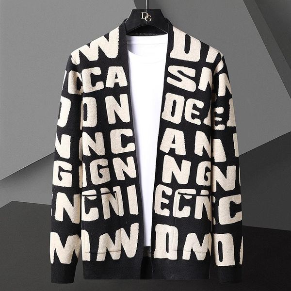 men's sweaters autumn fashion knit striped cardigan jacket men korean coat clothing designer letter sweter de hombre, White;black
men's sweaters autumn fashion knit striped cardigan jacket men korean coat clothing designer letter sweter de hombre, White;black