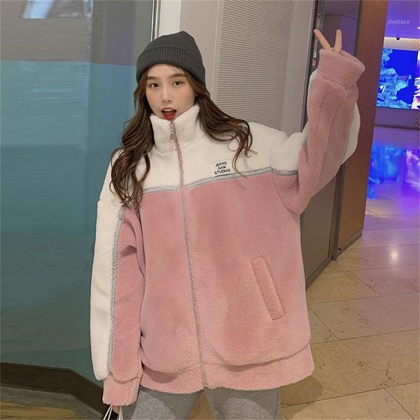 women's wool & blends spring women teddy bear coat stand collar loose plush jacket fluffy hairy fake fur jackets female button pockets, Black
women's wool & blends spring women teddy bear coat stand collar loose plush jacket fluffy hairy fake fur jackets female button pockets, Black