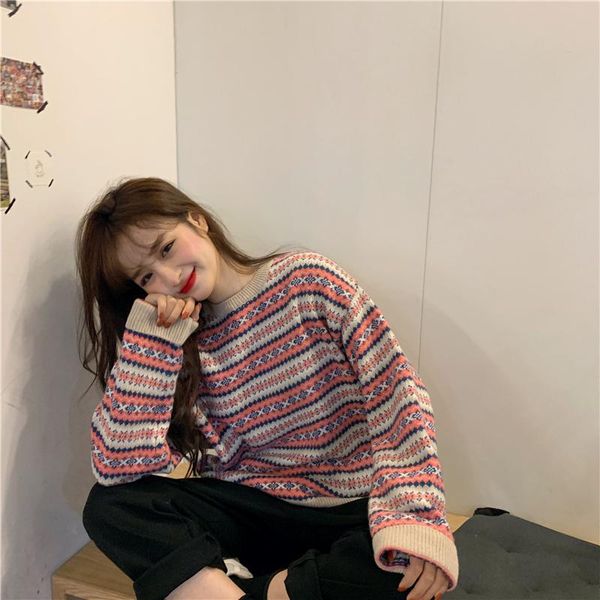 women's sweaters women korean style ins pattern harajuku two-color warm loose vintage pullovers winter goods clothing arrival, White;black
women's sweaters women korean style ins pattern harajuku two-color warm loose vintage pullovers winter goods clothing arrival, White;black