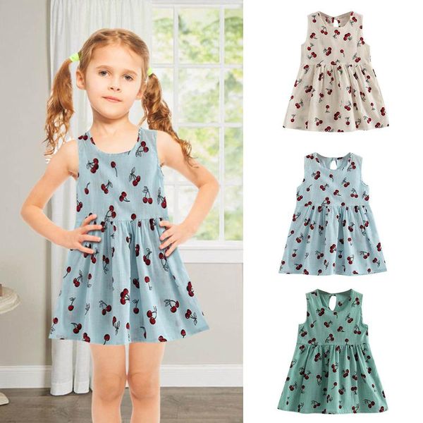 girl's dresses kids children girls summer cherries print sundress sleeveless princess dress toddler baby wear casual clothes, Red;yellow
girl's dresses kids children girls summer cherries print sundress sleeveless princess dress toddler baby wear casual clothes, Red;yellow