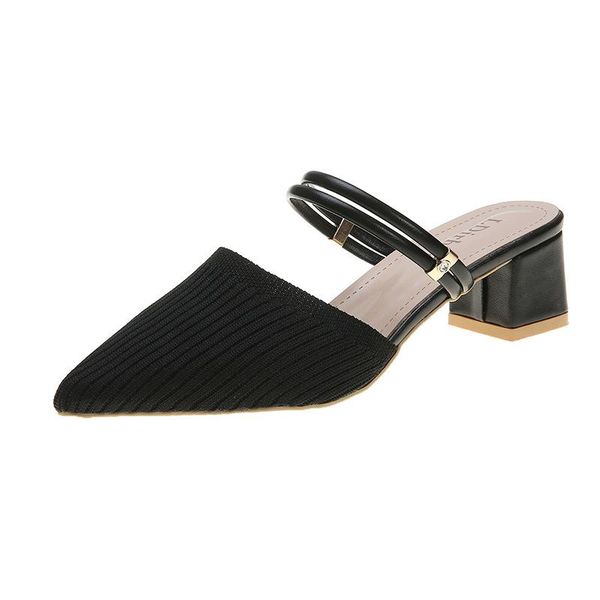 slippers baotou female summer style korean mid-heel pointed elastic women's shoes two wear fairy sandals, Black
slippers baotou female summer style korean mid-heel pointed elastic women's shoes two wear fairy sandals, Black